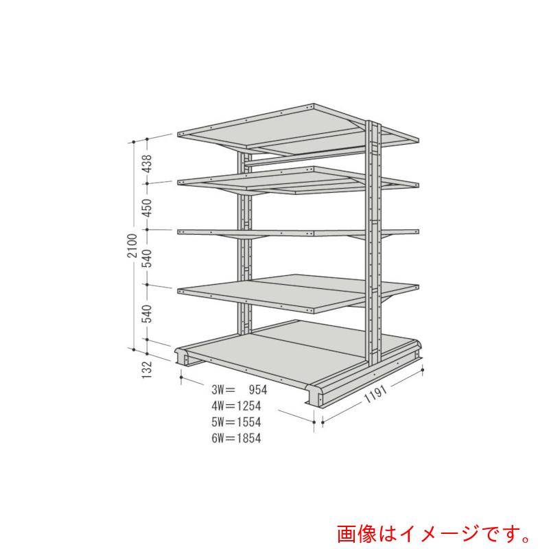 【別途送料あり】日本ファイリング　キャンチラック複式増結１連Ｗ１２５４Ｄ１１９１Ｈ２１００Ｆ５　【品番：CR74L-W5B】