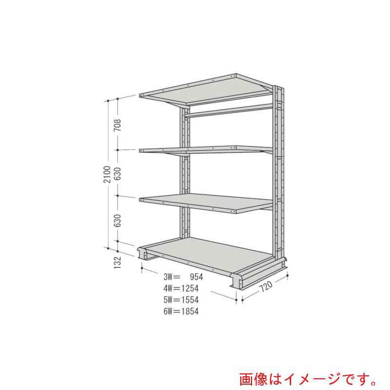 【別途送料あり】日本ファイリング　スチール製軽中量ボルトレス棚　キャンチラック単式１連　間口１５５４×奥行７２０×高さ２１００ｍｍ　階段数４　【品番：CR75L-S4】