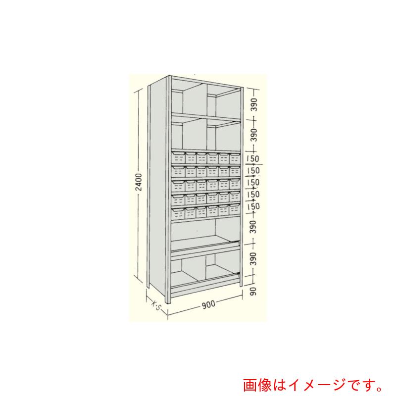 【別途貨物輸送あり】日本ファイリング 抽き出し付軽さ商いもの棚Ｗ９００Ｄ３００Ｈ２４００Ｆ１０ 【品番：天使の都市83K-710】