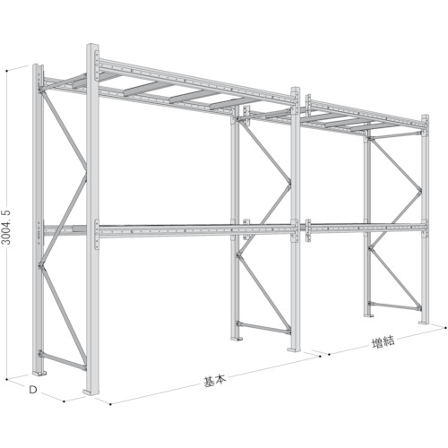 【別途送料あり】日本ファイリング パレットラック 2ton用単体 奥行900×高さ3000×有効間口2500mm 最大積載量4000kg 【品番:P6-30X25A209-2】|住設プロ 店