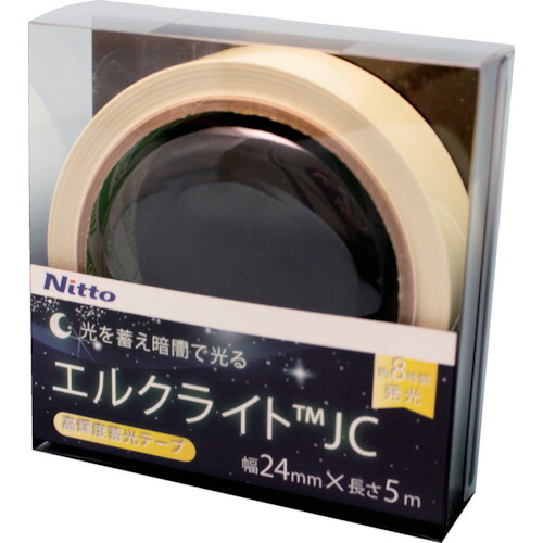 日東エルマテリアル（Nitto）　高輝度蓄光テープ　ＪＩＳ－ＪＣ級　０．３ｍｍ×２４ｍｍ×５ｍ　グリーン　【品番：NB-2405C】
