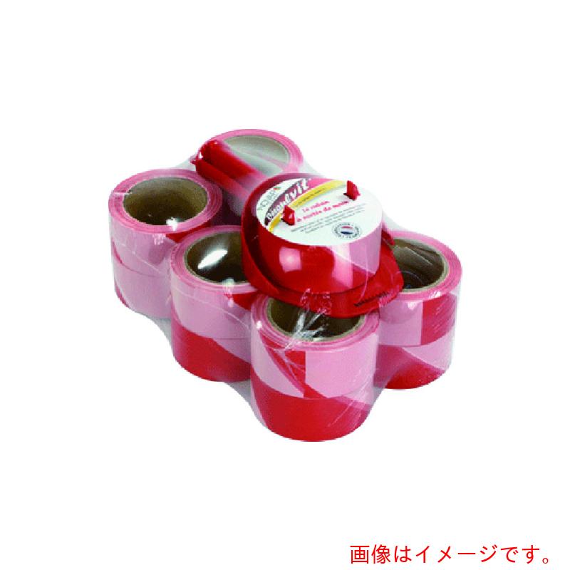 NOVAP　ホルダー付き表示テープ　ＳＰＥＥＤ　ＴＡＰＥ［［Ｒ上］］用　替えテープ　レッド／ホワイト　５０ｍｍ×１００ｍ　１２巻セット　【品番：3055054】