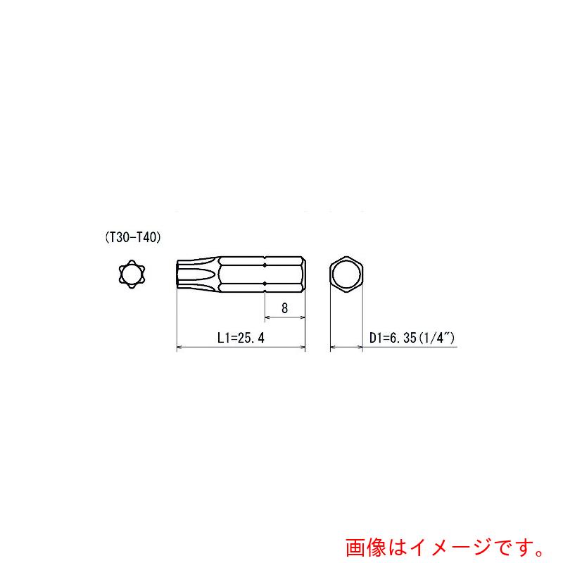 近江精機（OHMI）　６．３５六角シャンクへクスウェーブビット　Ｔ３０　全長２５．４　10個入　【品番：V27T-T30-25.4】