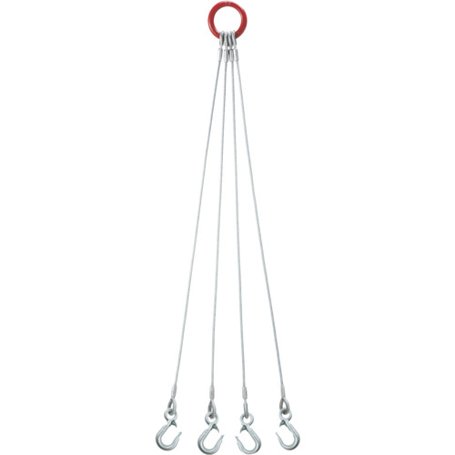オーエッチ工業　ＯＨ　４点吊りワイヤースリング　スリムフック付　６ｍｍ×２ｍ　【品番：4W6-20S】