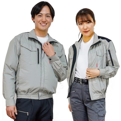 ステータスユニ　STATUS　空調長袖ブルゾン（ウェアのみ）日本製生地使用　２０１２５　ライトグレー&times;ブラック４Ｌ　【品番：20125-4L】｜住設プロ　店
