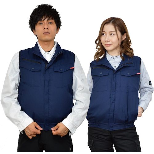 岡潮　空調ベスト（ウェアのみ）日本製生地使用　２０２１１　ネイビー４Ｌ　【品番：20211N-4L】