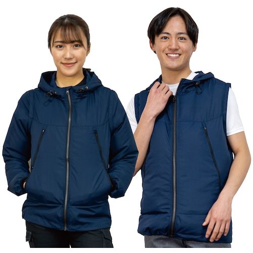 岡潮　空調付２Ｗａｙパーカー（ウェアのみ）　３０１０１　ネイビー　３Ｌ　【品番：30101-3L】