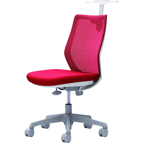 【別途送料あり】オカムラ　ＯＫＡＭＵＲＡ　ＣＧ－Ｍ　肘無　背メッシュ　ハンガー有　ホワイトボディ　ナイロンキャスター　レッド　【品番：CG12WR FZK9】