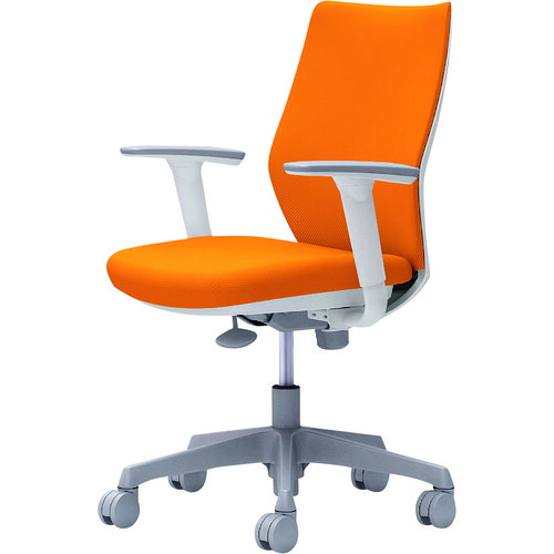 【別途送料あり】オカムラ　ＯＫＡＭＵＲＡ　ＣＧ－Ｍ　可動肘　背パッド　ハンガー無　ホワイトボディ　ナイロンキャスター　オレンジ　【品番：CG97WR FZH8】