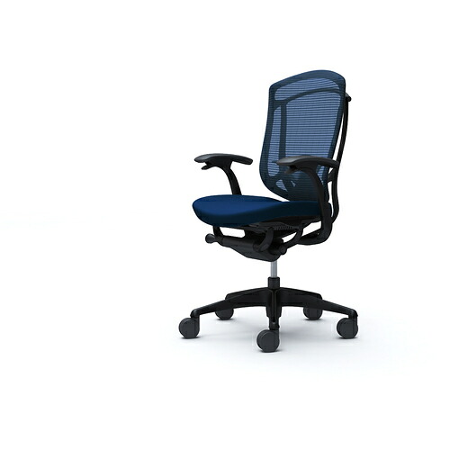 オカムラ ＯＫＡＭＵＲＡ コンテッサセコンダ くっ付ける肘 座座布団 ご機嫌うしろ側５本脚 黒いこと 黒いこと ランバー付ハンガー無 張地色うす暗い青み 【品番：CC43MS-FPC4】