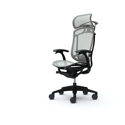 オカムラ　ＯＫＡＭＵＲＡ　コンテッサセコンダ　固定肘　座メッシュ　大型ヘッド５本脚　ブラック　ブラック　ランバー付ハンガー付　張地色ライトグレー　【品番：CC46MS-FPG3】
