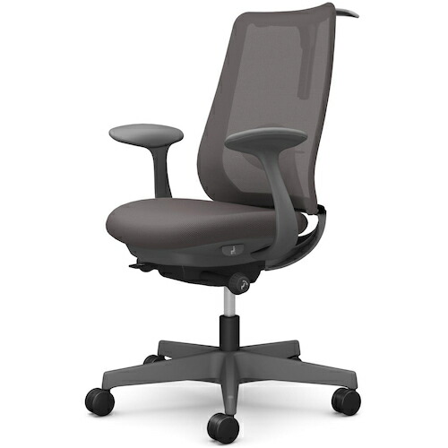 オカムラ　ＯＫＡＭＵＲＡ　ポータム，固定肘，背メッシュ，スタンダードタイプ，ダークグレーボディ，ハンガー有，ランバー有，ナイロンキャスター　【品番：CF22XE FKA2】