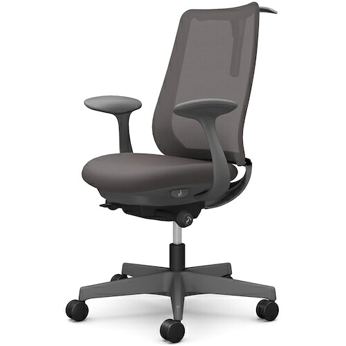 オカムラ ＯＫＡＭＵＲＡ ポータム，据えつける肘，背メッシュ，標準尺度印字機，ダークグレーボディ，ハンガー有，ランバー無，ウレタンキャスター 【品番：CF22ZA FKA2】 オフィス家具-その他-インテリア・寝具・収納