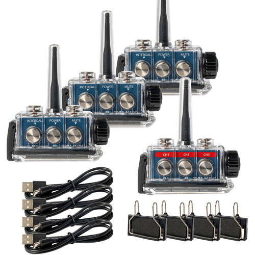 ON COMPANY ＢｂＴＡＬＫＩＮ’ Ｂｌｕｅｔｏｏｔｈインカム“Ｂｂ ＭＳ”Ｃ防滴セット ４人用（Ｍａｓｔｅｒ＋Ｓｔａｎｄａｒｄ３個） 【品番：B198634】