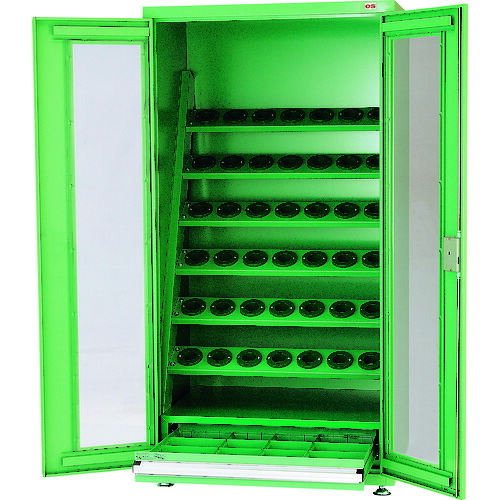 【別途送料あり】大阪製罐　ＯＳ　ツーリング保管庫（引出し付）間口８４３ｍｍ　奥行６１１ｍｍ　高さ１６４０ｍｍ　ホルダー４２個　【品番：HD6342D】