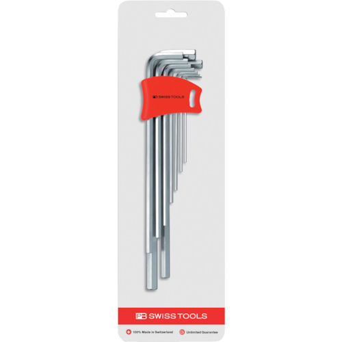 PB SWISS TOOLS（PBスイスツールズ）　六角棒レンチセット　ロング９本組　コンパクトホルダー（ブリスターパック入り）　【品番：211DH-10CN】