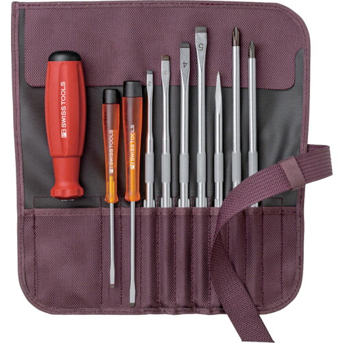 PB SWISS TOOLS(PBスイスツールズ) 差替式ドライバーセット 9本組 ボルドー 【品番:8218BO】|住設プロ 店