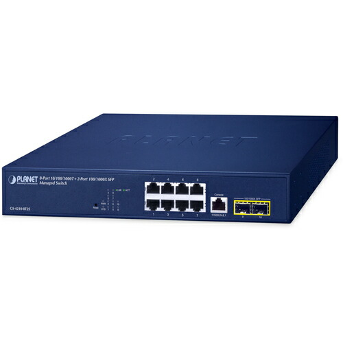 PLANET Technology Corporation ８ポート１０００Ｔ ＋ ２ポート１０００Ｘ ＳＦＰ Ｌ２／Ｌ４マネージドスイッチ 【品番：GS-4210-8T2S】