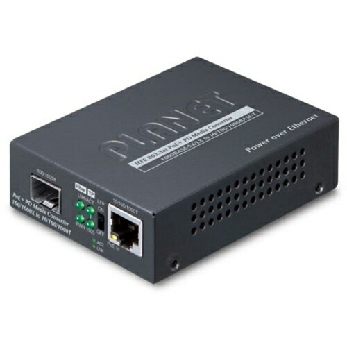 PLANET Technology Corporation　８０２．３ａｔ　ＰｏＥ＋　ＰＤ　１０００ＢＡＳＥ－Ｔ　～　１０００ＢＡＳＥ－Ｘ　ＳＦＰ　メディアコンバータ　【品番：GT-805A-PD】