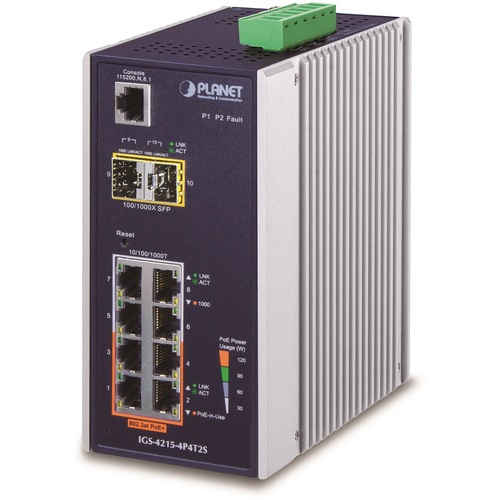 PLANET Technology Corporation 工業用ＰｏＥ＋マネージドギガビットイーサネットスイッチＳＦＰ界面付 【品番：IGS-4215-4P4T2S】