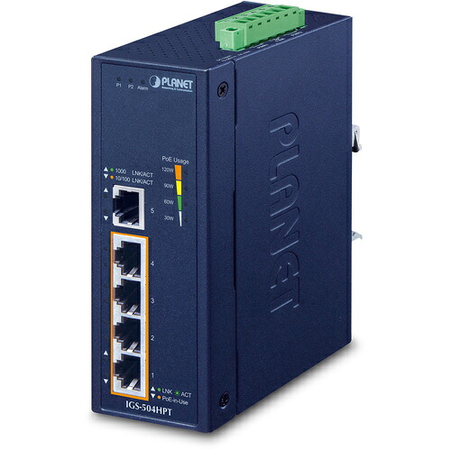 PLANET Technology Corporation 製作用ＰｏＥ＋ギガビットイーサネットスイッチ 【品番：IGS-504HPT】