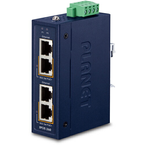 PLANET Technology Corporation　産業用２ポートＰｏＥ＋インジェクター　【品番：IPOE-260】
