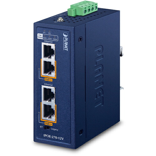 PLANET Technology Corporation　産業用マルチギガビット２ポートＰｏＥ＋＋インジェクター　【品番：IPOE-270-12V】