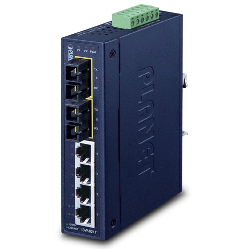 PLANET Technology Corporation 製造用ファストイーサネットスイッチマルチモード光界面付 【品番：ISW-621T】
