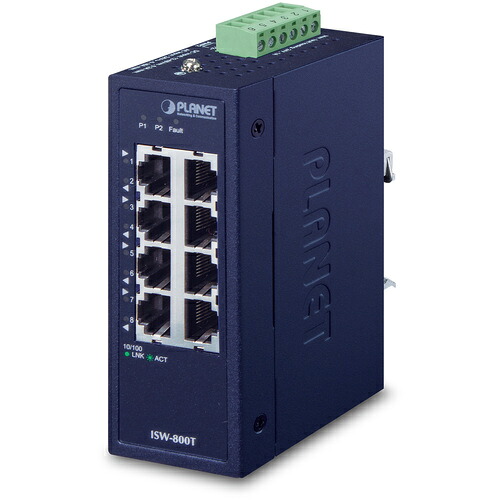 PLANET Technology Corporation　コンパクトイーサネットスイッチ　産業用８ポート１００ＴＸ　【品番：ISW-800T】