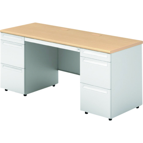 【別途送料あり】プラス（PLUS）　６６９６６９）ＵＳ　両袖机　ＵＳ－ＮＳ１６６Ａ－３３　ＷＭ／Ｗ４　【品番：US-NS166A-33 WM/W4】