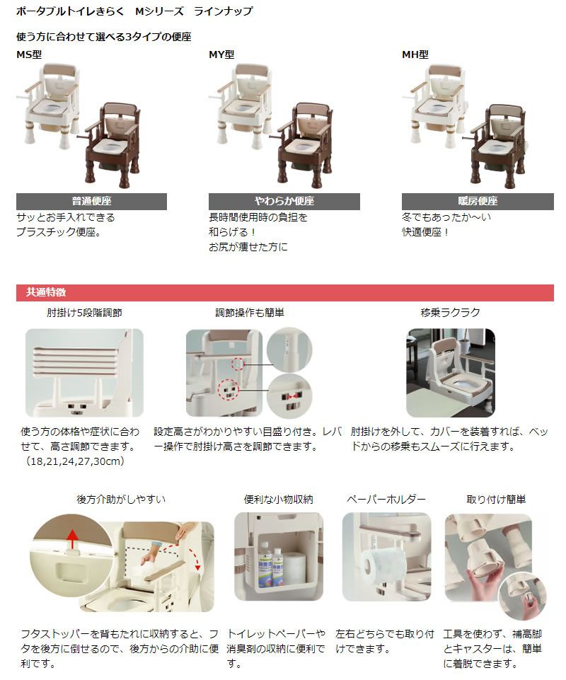 100%品質保証! アイボリー MY型 リッチェル きらく 品番 ポータブルトイレ やわらか便座 介護用品