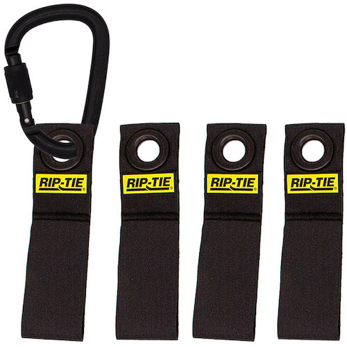 RIP-TIE　ケーブルキャリアーＬＧ　３８．１ｍｍＸ２２８．６ｍｍ　ストラップ４本＋安全環付カラビナ　黒　【品番：LGC-09-G04-BK】
