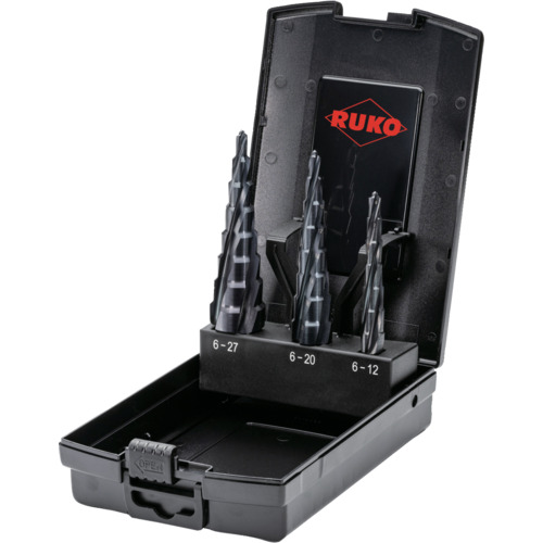 RUKO 4枚刃スパイラルステップドリル 3本セット ハイス ルナテックコーティング 【品番:101087PRO】|住設プロ 店
