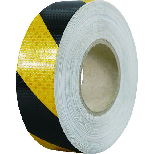 セーフラン安全用品（SAFERUN）　高輝度反射テープ　黄黒　幅５０ｍｍ×５０ｍ　【品番：14357】