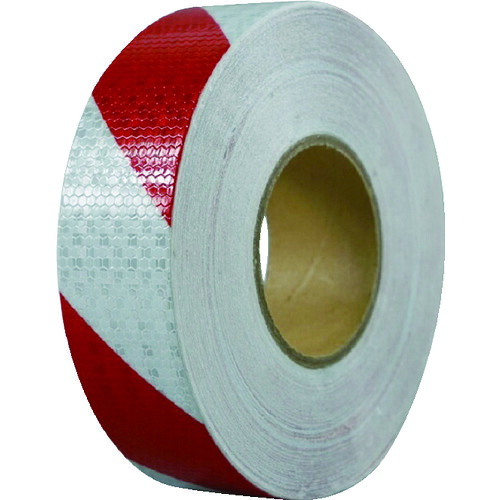 セーフラン安全用品（SAFERUN）　高輝度反射テープ　赤白　幅５０ｍｍ×５０ｍ　【品番：14359】