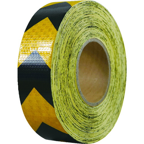 セーフラン安全用品（SAFERUN）　高輝度反射テープ　黄黒矢印　幅５０ｍｍ×５０ｍ　【品番：14362】
