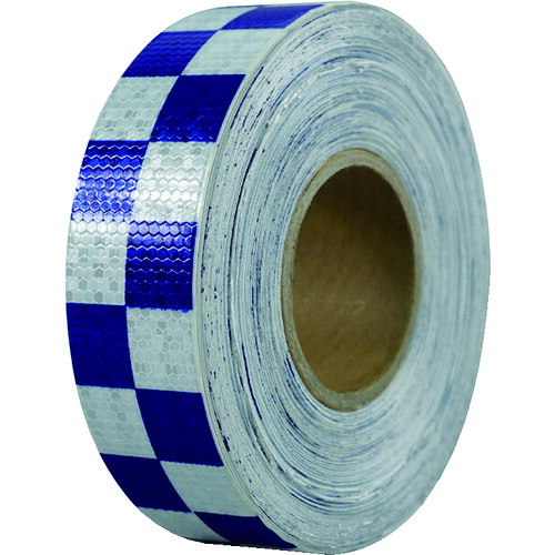 セーフラン安全用品（SAFERUN）　高輝度反射テープ　青白格子　幅５０ｍｍ×５０ｍ　【品番：14370】