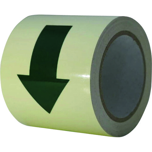 【別途送料あり】セーフラン安全用品(SAFERUN) 蓄光テープ 幅100mm×10m 矢印 【品番:20156】|住設プロ 店