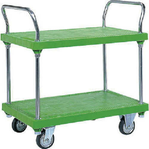 【別途送料あり】三甲（サンコー）　樹脂製運搬車　８０５４０５　ハンドカー（両袖２段タイプ）　緑　【品番：805405GR00】