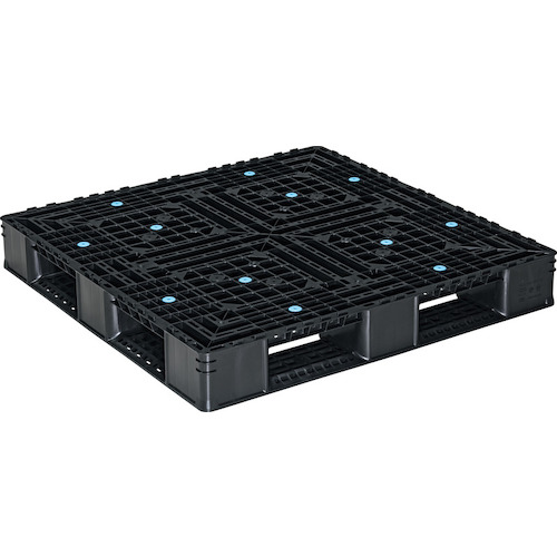 【別途送料あり】三甲（サンコー）　リサイクルプラスチックパレット　Ｄ４－１１１１－３（突起付）再生ブラック　８１２２１３　【2個】　【品番：81221300BKRCP】