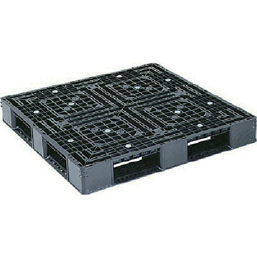 【別途貨物輸送あり】三甲（サンコー） リサイクルプラスチックパレット ８１２２０３ Ｄ４－１１１１－３ 黒 【品番：D4-1111-3】