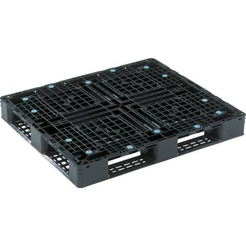 【別途貨物輸送あり】三甲（サンコー） リサイクルプラスチックパレット ８１０９０６ Ｄ４－０９７１１３黒 【品番：SK-D4-097113-BK】
