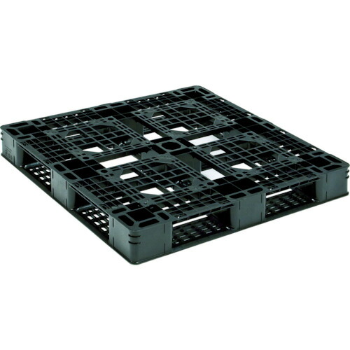 【別途貨物輸送あり】三甲（サンコー） リサイクルプラスチックパレット ８１２２０２ Ｄ４－１１１１－８黒 【品番：SK-D4-1111-8-BK】