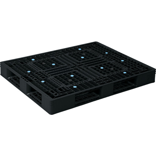 【別途貨物輸送あり】三甲（サンコー） リサイクルプラスチックパレット ８１６３２９ Ｄ４－１１１４－２黒 【品番：SK-D4-1114-2-BK】