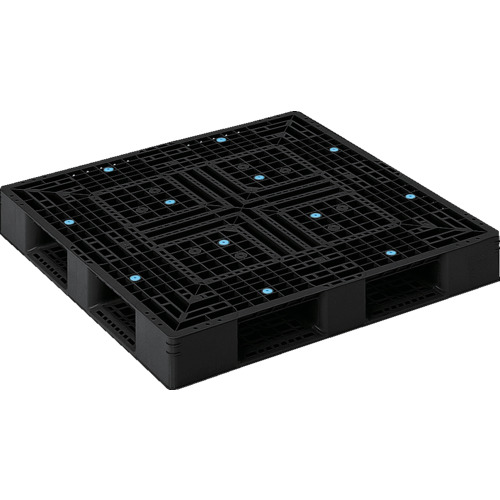 【別途貨物輸送あり】三甲（サンコー） リサイクルプラスチックパレット ８１４４３６ Ｄ４－１２１２－２黒 【品番：SK-D4-1212-2-BK】