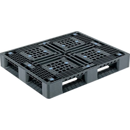 【別途貨物輸送あり】三甲（サンコー） リサイクルプラスチックパレット ８０８９０２ Ｄ４－９１１－２黒 【品番：SK-D4-911-2-BK】