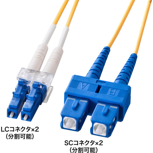 サンワサプライ（SANWA SUPPLY）　メガネ型光ファイバケーブル（シングル８．６μｍ、ＬＣ×２?ＳＣ×２、１５ｍ）　【品番：HKB-LCSC1-15N】