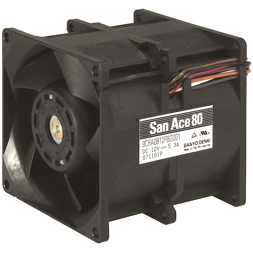 【別途送料あり】山洋電気　ＳａｎＡｃｅ　二重反転ファン（８０×８０ｍｍ　ＤＣ１２Ｖ－リード線仕様）　【品番：9CRA0812P8G001】