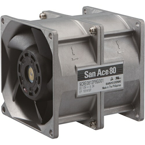 【別途送料あり】山洋電気　ＳａｎＡｃｅ　二重反転ファン（８０×８０ｍｍ厚　ＤＣ１２Ｖ－リード線仕様）　【品番：9CRE0812P8G001】