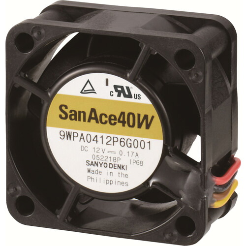 【別途送料あり】山洋電気　ＳａｎＡｃｅ　防水ファン（４０×２０　ＤＣ１２Ｖ－リード線仕様）　【品番：9WPA0412P6G001】